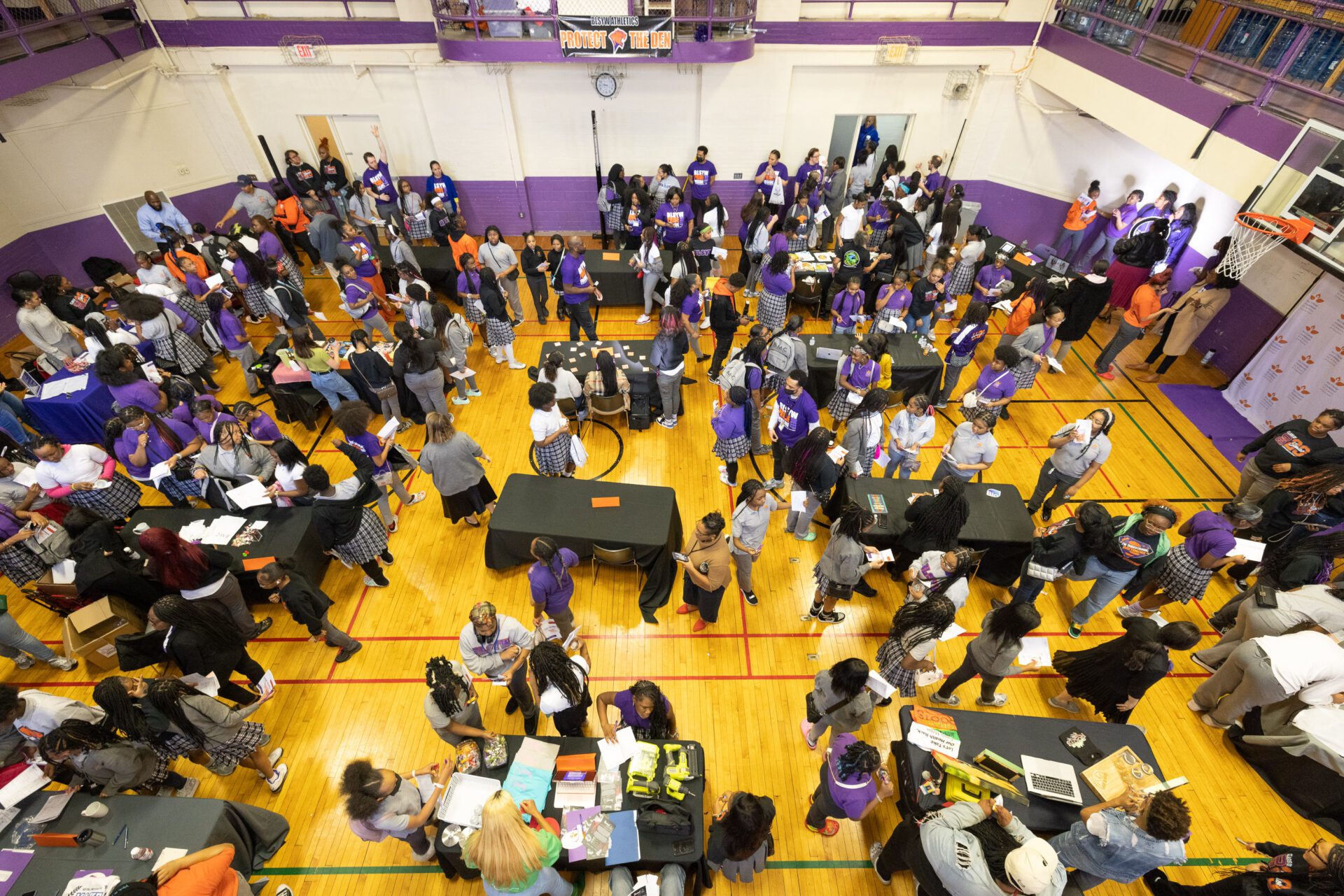 a group of people in a meet.